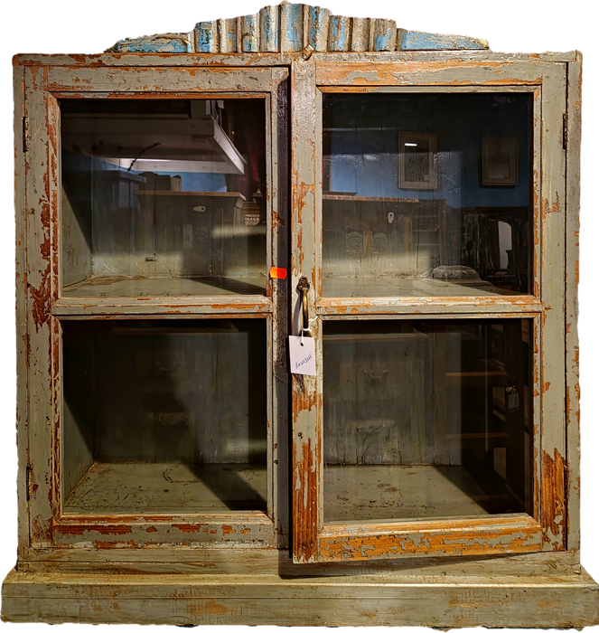 Altes Vitrine aus indischen Teakholz