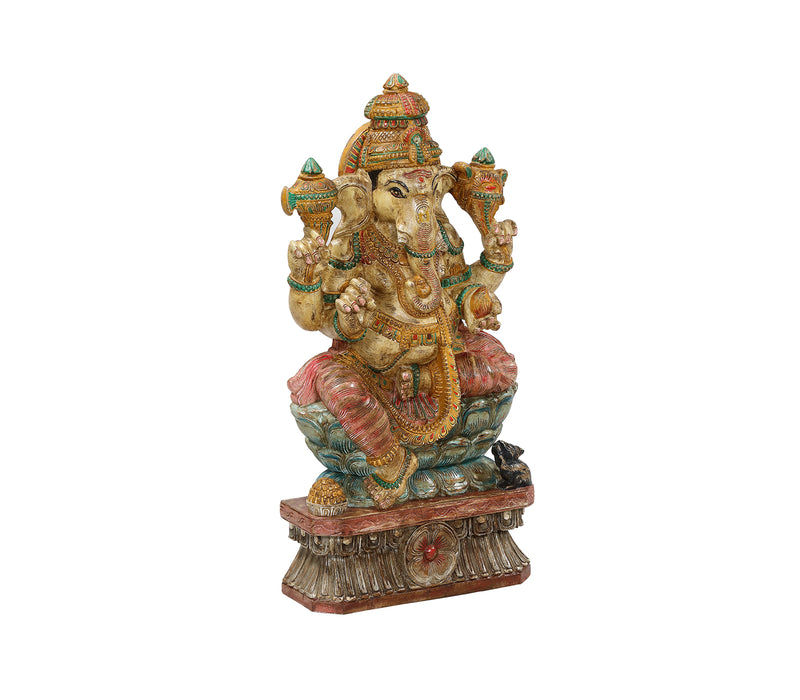 Bunte Ganesha Figur aus Holz