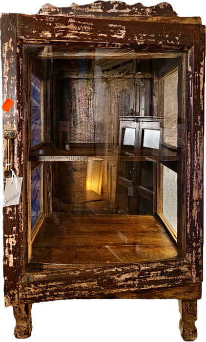 Alte Vitrine aus indischen Teakholz