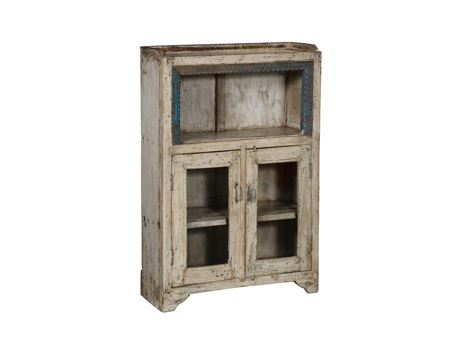 Indischer Vitrinenschrank im weissen Shabby Stil