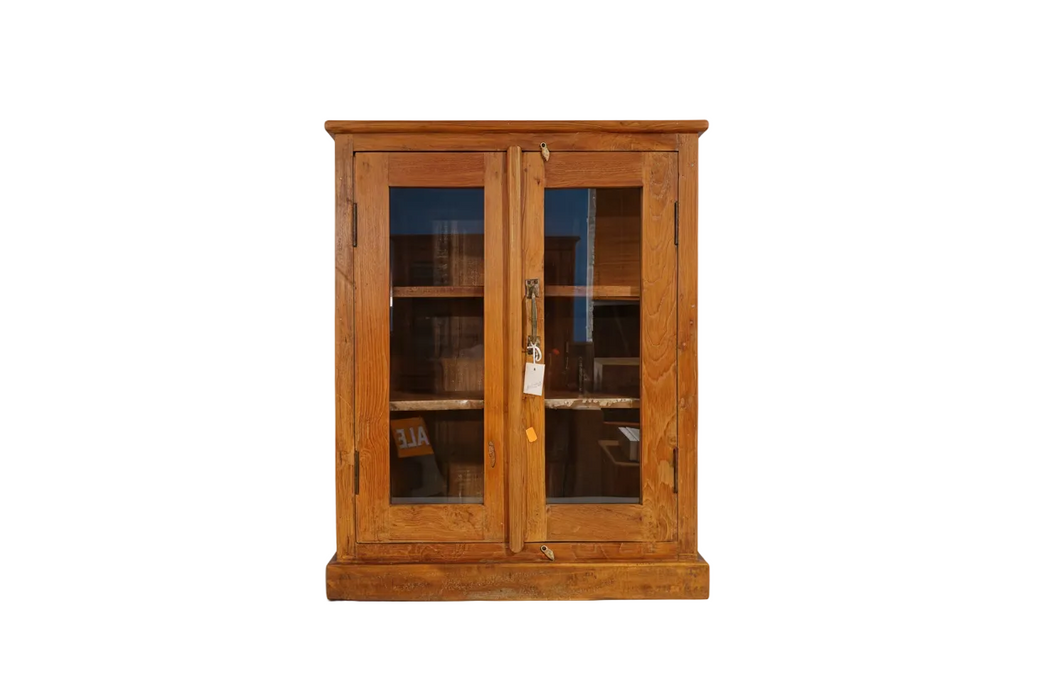 Alte Vitrine aus indischen Teakholz