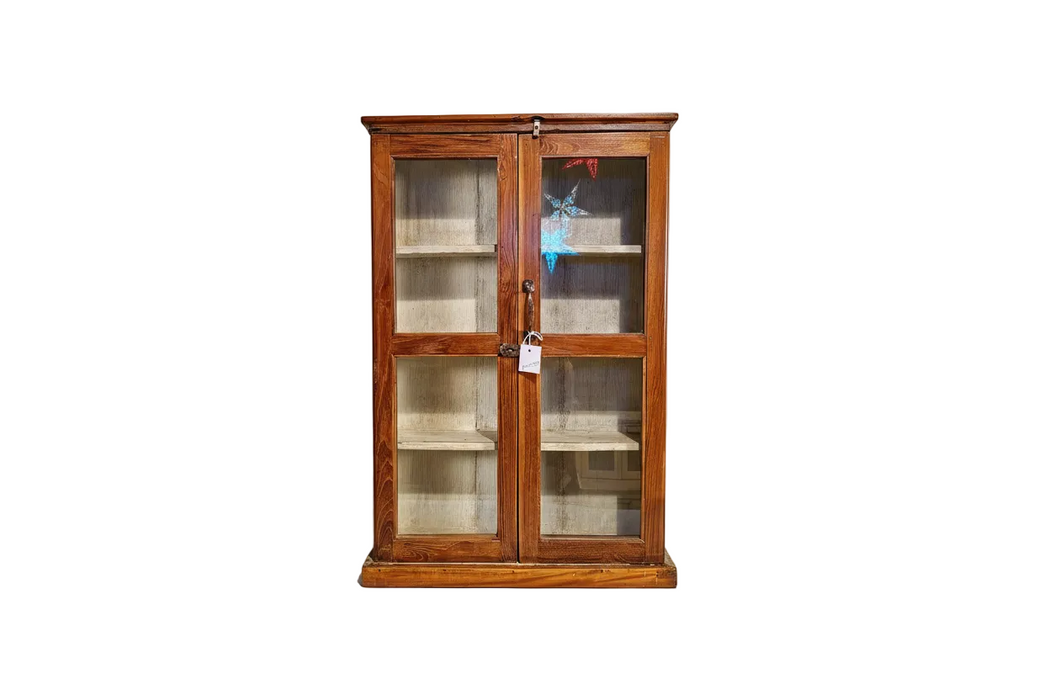 Alte Vitrine aus indischen Teakholz