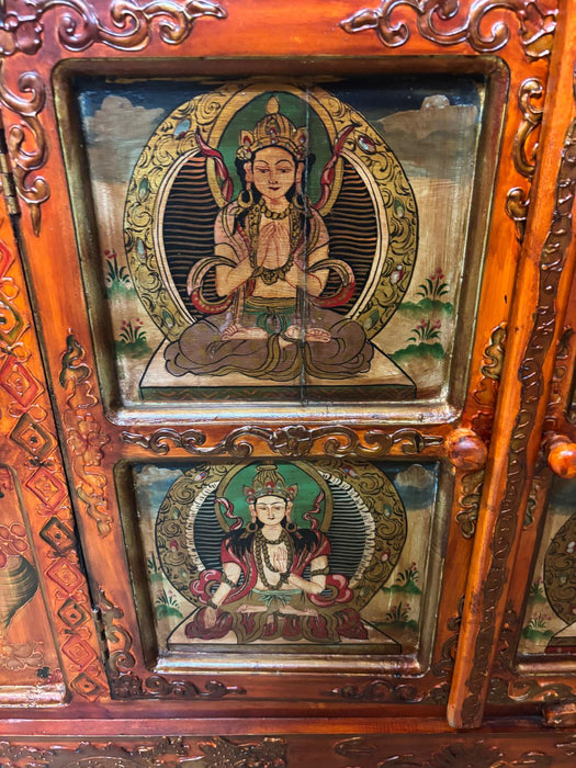 Teakholzkommode mit Tibetanischen Motiven