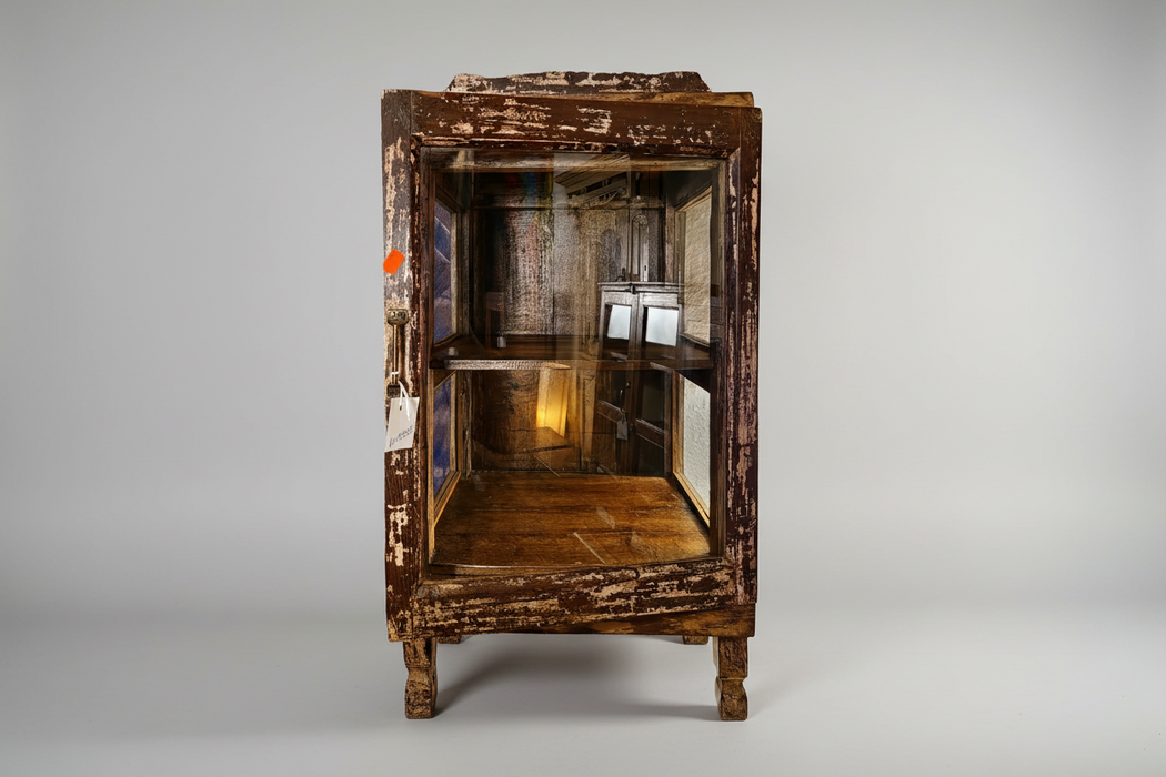 Alte Vitrine aus indischen Teakholz