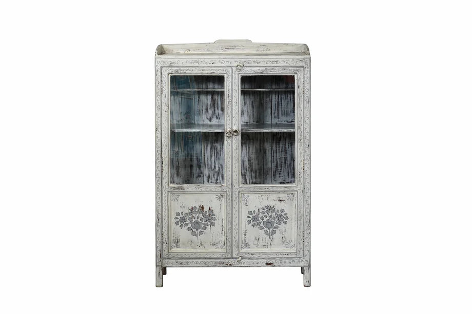 Schön verzierte indische Vitrine (off white)