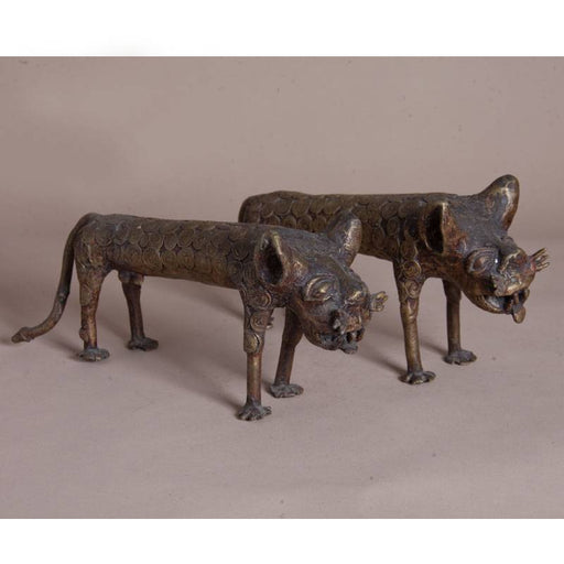 Benin Bronze Leopardenpaar