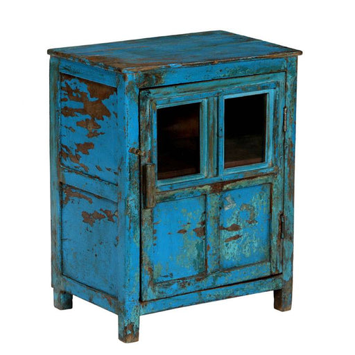 Blaues Vintagemöbel im shabby Look aus Indien