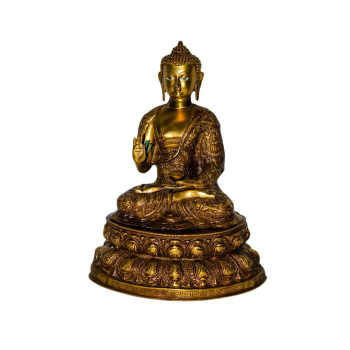 Sitzender Buddha aus Messing